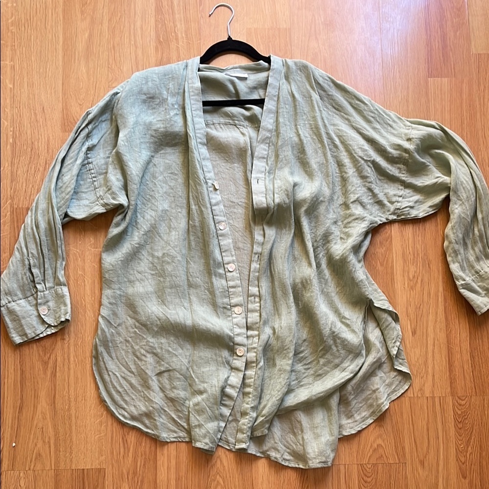 Monday swimwear linen cover up sea foam ? Light green M L button down Barcelona